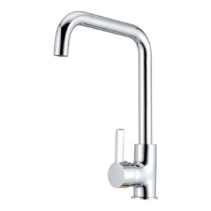 Grifo monomando de cocina caño alto plateado brillo serie zeta