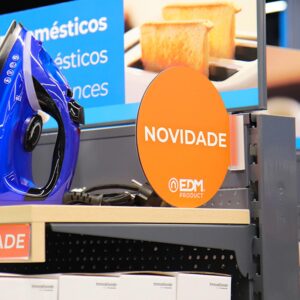 Display promoción módulo portugués "novedad" edm ø 20cm. contiene soporte adhesivo 02942.