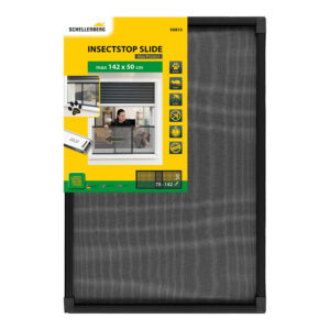 Mosquitera marco antracita extensible, malla aluminio, 75-142 x 50 cm